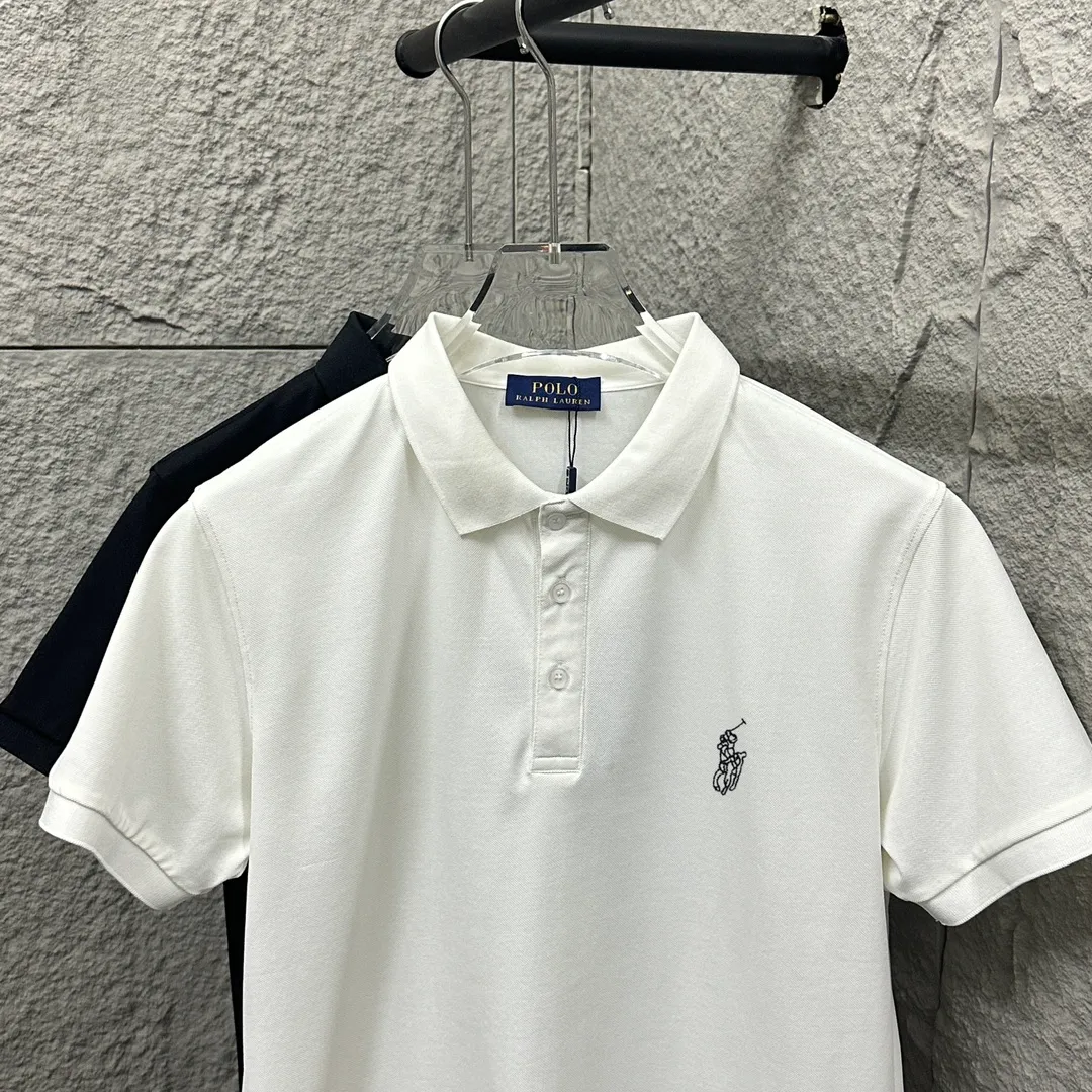 🅿️180 Ralph Lauren POLO 2025 spring and summer new style, simple classic logo small embroidery pique fabric, short-sleeved polo, same style for men and women Size: M L XL 2XL 3XL Color: black white